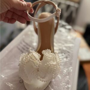 Chinese Laundry White Pearl Embellished Heels